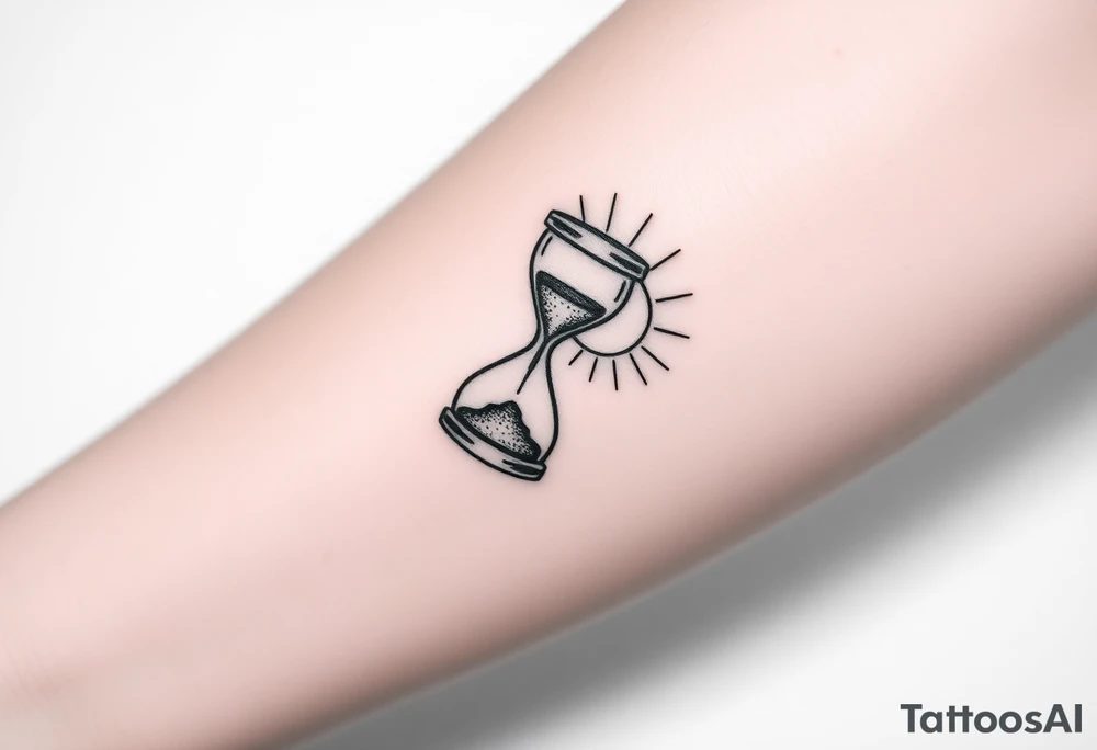 live with what you have and enjoy it to the fullest, hourglass, sun shines down tattoo idea