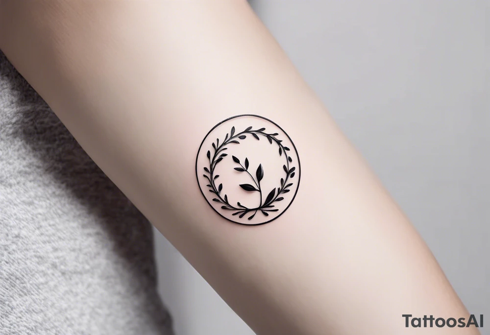 Here’s a description for the fourth idea:

	Minimalist black-and-white tattoo above the inner elbow, featuring an open circle with a small sprouting seed or budding plant inside, symbolizing new life and growth. From the seed, a fine, delicate lifeline extends outward, representing the journey of parent and child together. The design uses thin, clean lines for a simple, elegant, and symbolic look. tattoo idea