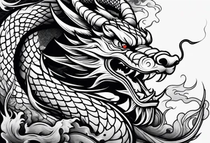 Traditional Chinese Dragon and smoke tattoo idea