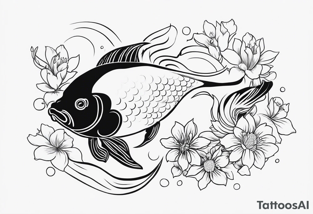 Koi fish with Taurus birth flower in the middle tattoo idea Koi fish with Taurus birth flower in the middle tattoo idea