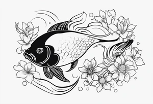 Koi fish with Taurus birth flower in the middle tattoo idea