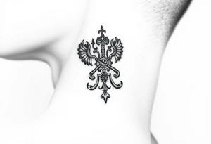Traditional Russian orthodox design on the side of neck tattoo idea