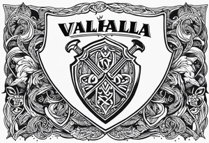 Valhalla sword shield axe heaven tattoo idea
