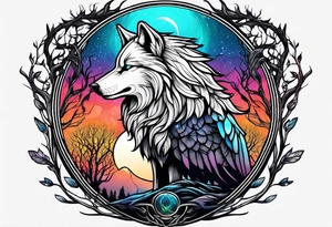wolf raven and tree of life tattoo idea