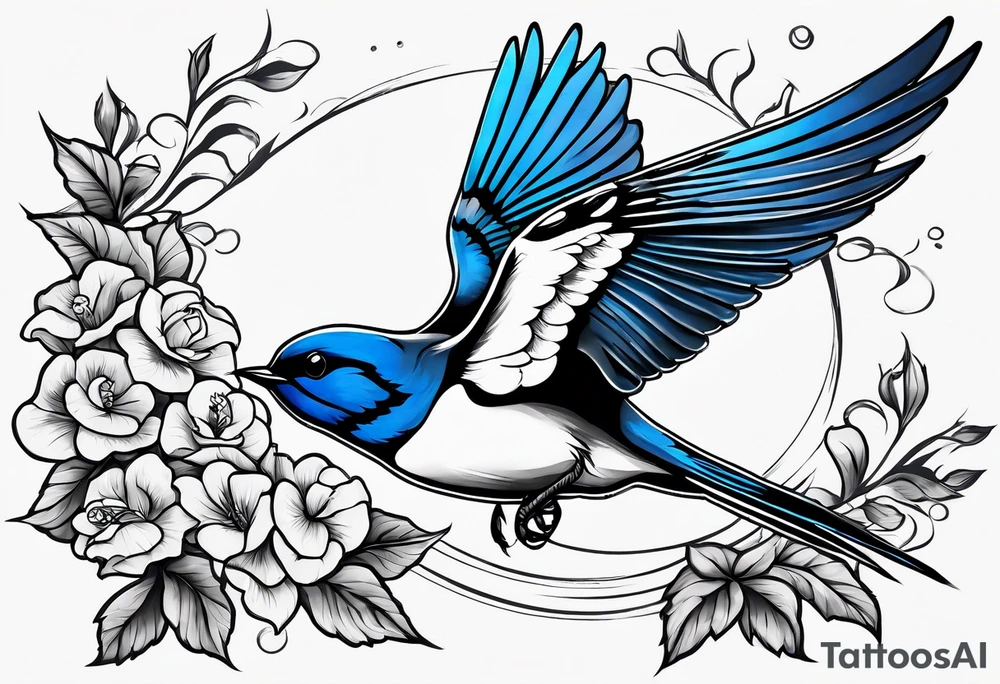 Swallow birds and blue jays flying tattoo idea