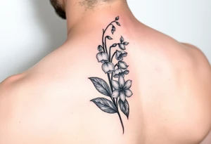 Lilly if the valley and larkspur intertwined tattoo idea