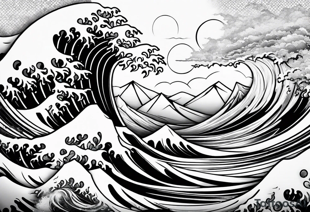 mountain and wave tattoo idea