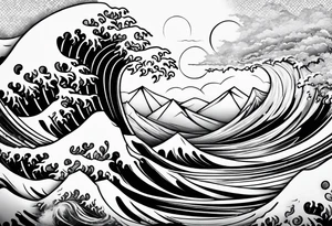 mountain and wave tattoo idea