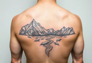 Lands and animals based on the Earth children’s series of books incorporating Neolithic people Arctic tundra mountains and a river tattoo idea