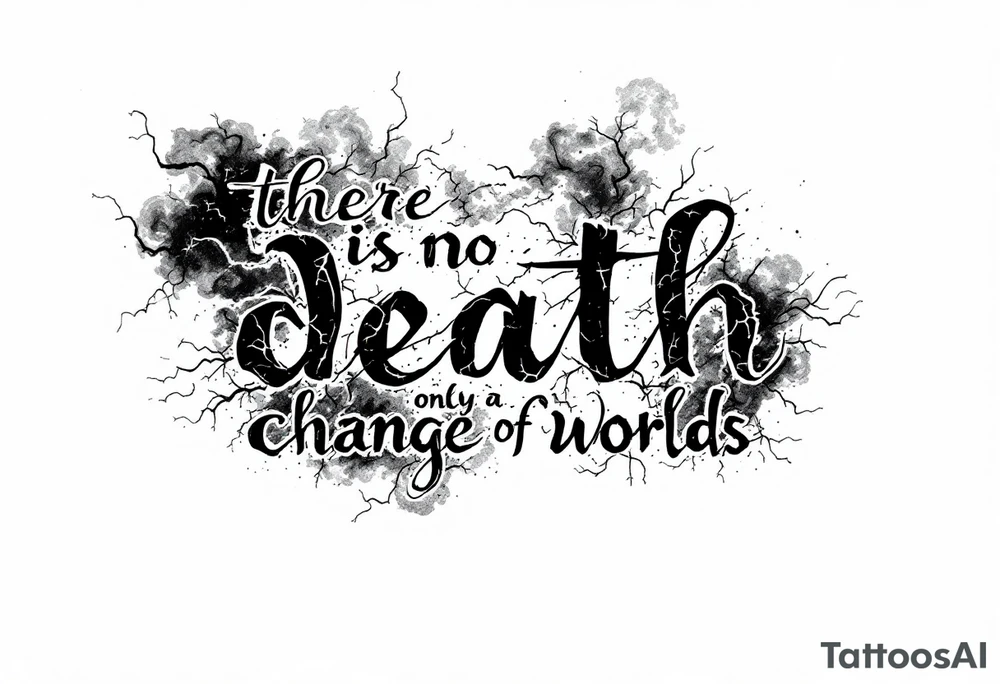 there is no death only a change of worlds with lightning and smoke  behind it tattoo idea