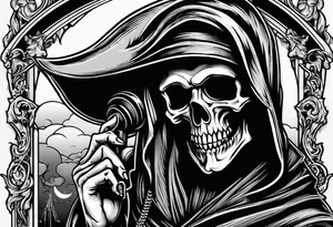 Grim reaper talking on a telephone tattoo idea