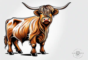 highland cow smiling standing on hind legs tattoo idea