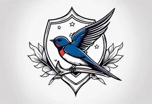 swallow holding flag tattoo idea
