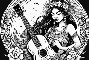 vahine dance with ukulele tattoo idea