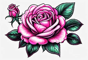 pink, neon pink, full color, traditional style roses, tattoo idea