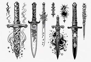 Dagger falling in a puddle tattoo idea