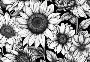 Wild flower garden sunflower tattoo idea