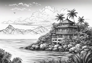 island background horizon tattoo idea