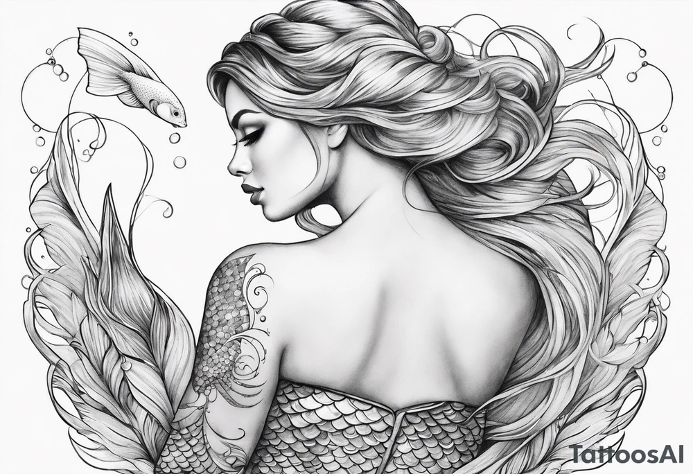 Draw me a nice magical mermaid fish tail tattoo idea