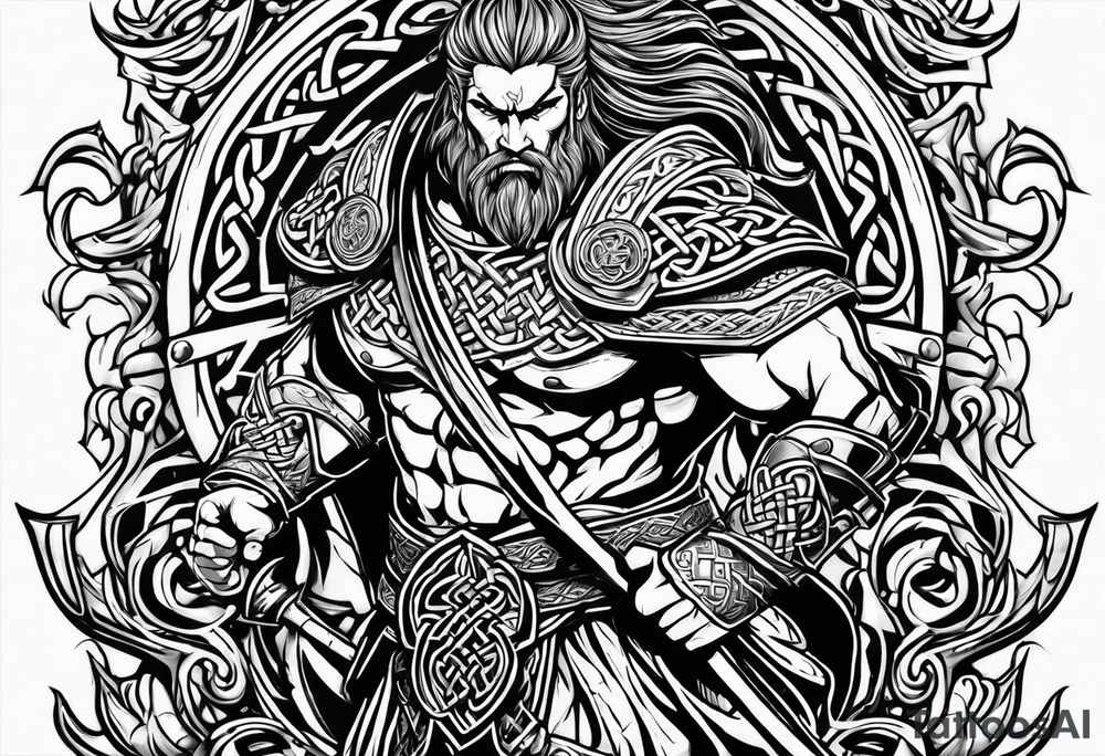 Celtic warrior running into battle tattoo idea