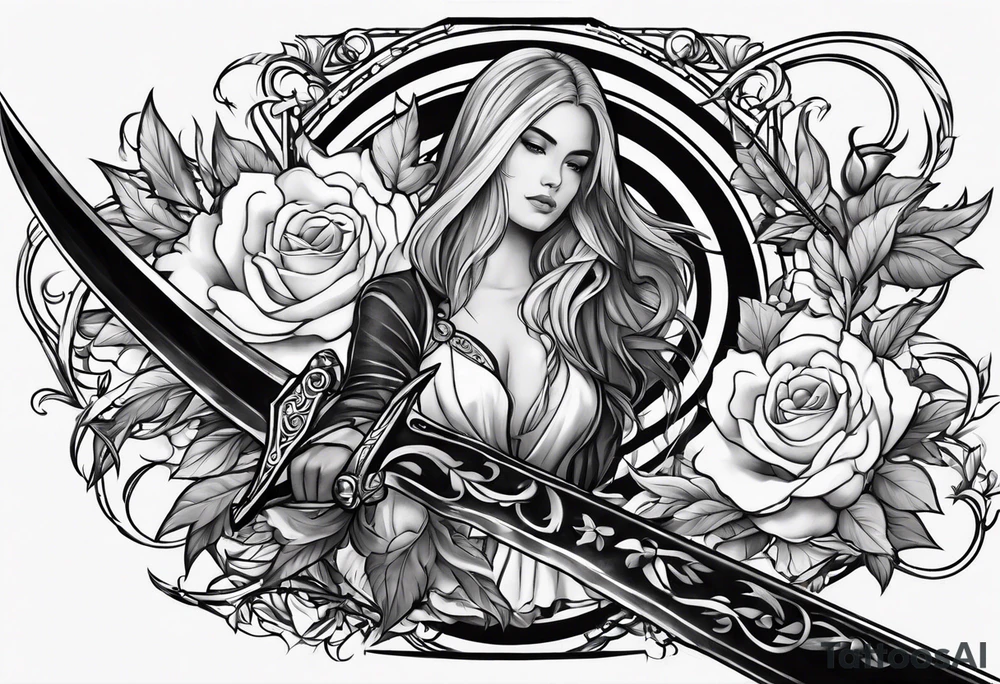 Only one Thin sword downward tattoo idea