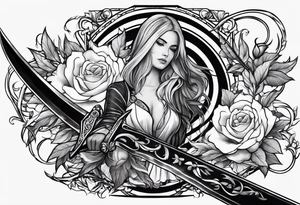 Only one Thin sword downward tattoo idea