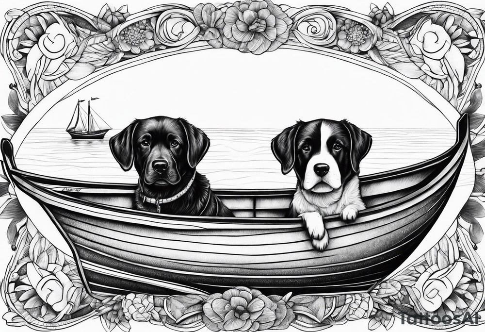 two dogs in a boat tattoo idea