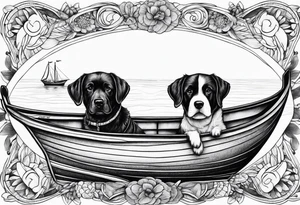 two dogs in a boat tattoo idea