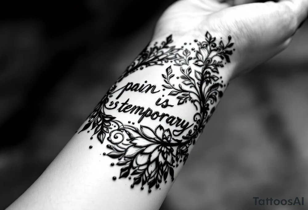 Indian style Henna tattoo for the inner wrist including words pain is temporary. Don’t show the wrist or arm tattoo idea