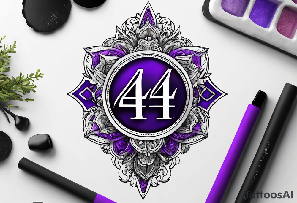 The number 444, god is greater than the highs and lows, the word grit, acronym ACE and a violet tattoo idea