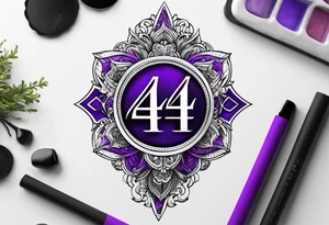 The number 444, god is greater than the highs and lows, the word grit, acronym ACE and a violet tattoo idea