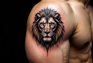 egyptian themed lion (red and black) tattoo idea