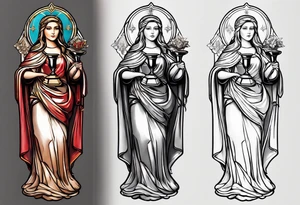 Saint Barbara  full body 
holding a chalice tattoo idea