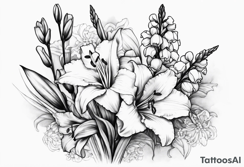gladiolus and lilly of the valley tattoo idea