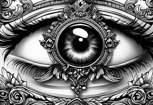 big eye with wings and crown tattoo idea