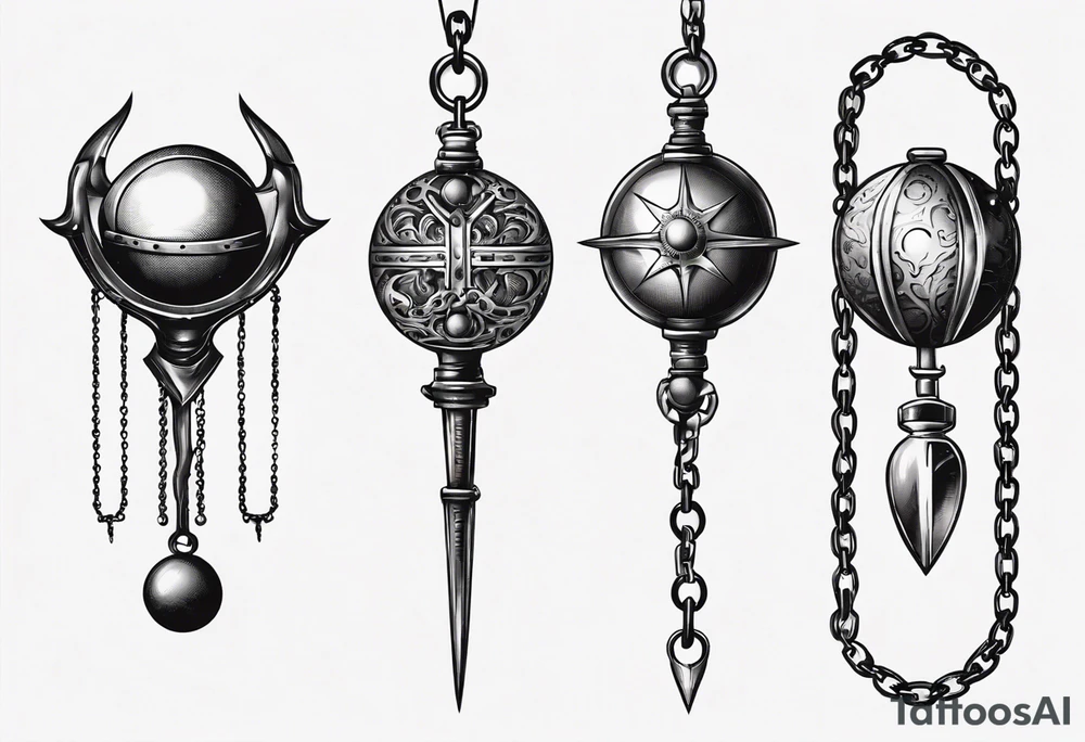 ball mace on a chain tattoo idea