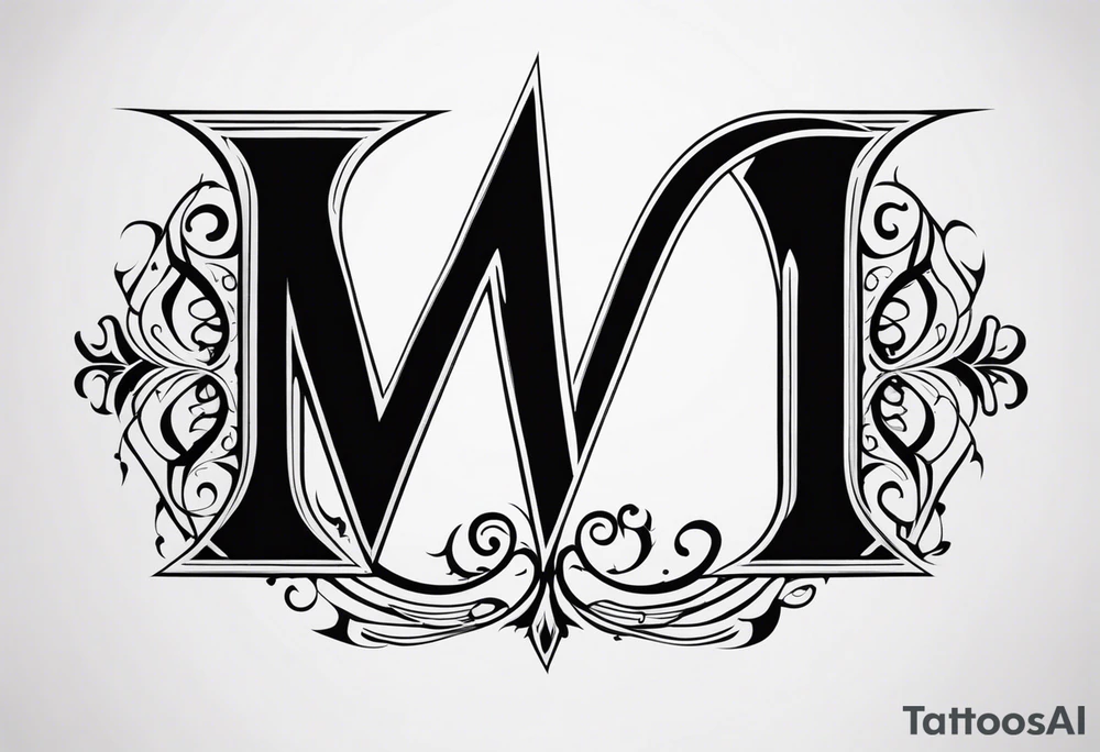 Letter M into a gothic 
style tattoo idea