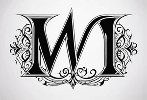 Letter M into a gothic 
style tattoo idea