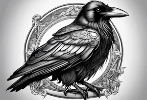 Raven facing forward sitting on a hat tattoo idea