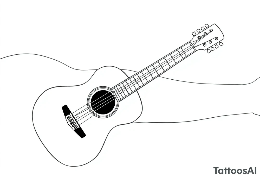 Line traditional American acoustic guitar tattoo idea