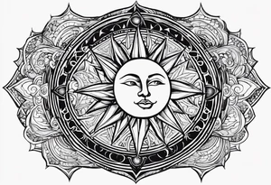 1 small sun, star, moon and the words, "My Blood, Your Blood, Our Blood" tattoo idea