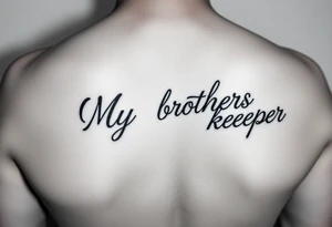 A microphone with the words “My brothers keeper” with the microphone looking like it’s actually writing the words . For a female and small tattoo idea