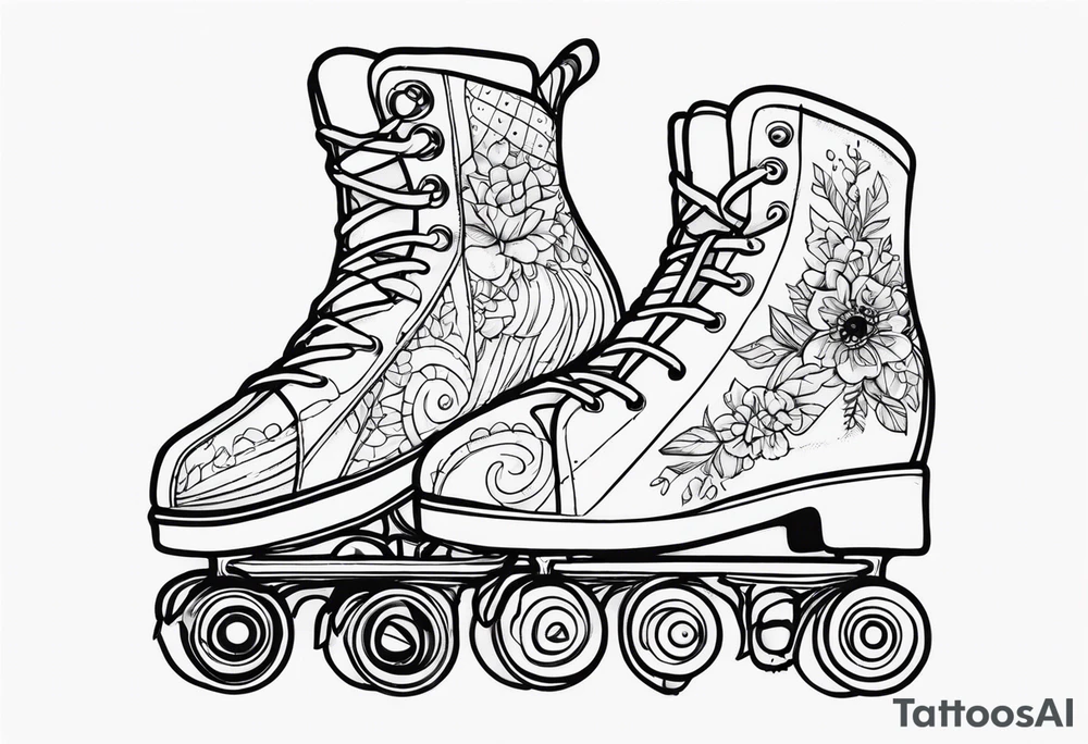 girls roller skating tattoo idea