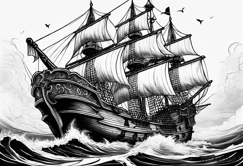 pirate ship tattoo idea