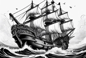 pirate ship tattoo idea