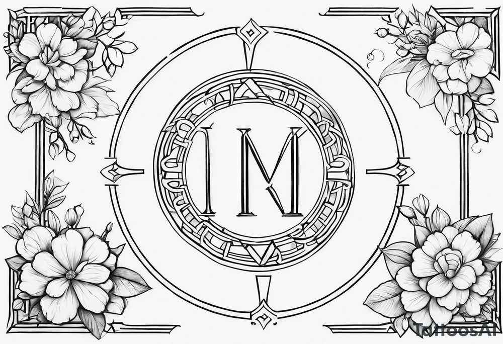 roman numerals for March 13, 2011 surrounded by floral and shapes on tricep tattoo idea