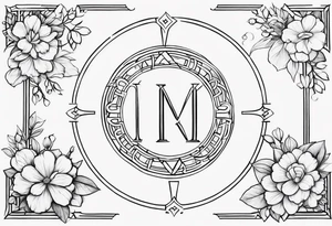 roman numerals for March 13, 2011 surrounded by floral and shapes on tricep tattoo idea