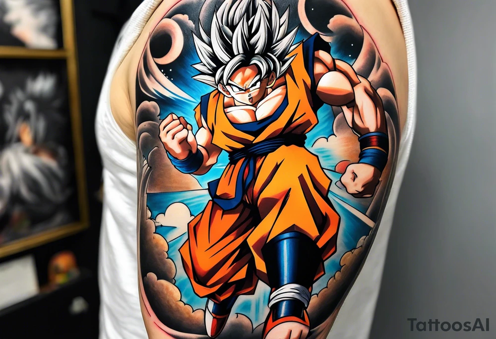 Tattoo on arm with goku with wings tattoo idea