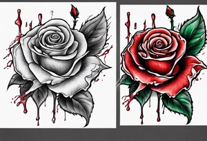 bleeding rose with a stem snapped in two tattoo idea