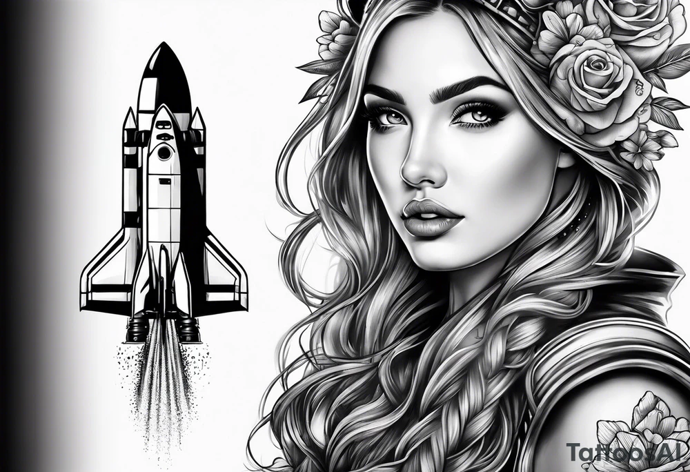 Girl on a rocket tattoo idea